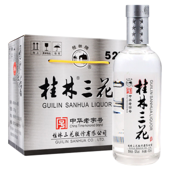 52度桂林三花酒  米香型白酒 洞藏纯酿高度白酒瓶装52度 店长推荐 52度国标米香 450ml*6瓶最终到手价多少钱？