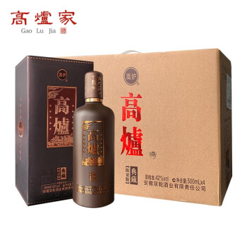 42度高炉 典藏限量版 浓香型白酒 42度500ml 双轮发酵窖藏宴会平价口粮酒酒水 4瓶整箱装价格多少钱？