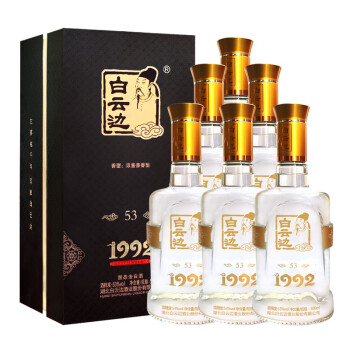 53度白云边1992白酒 53度浓酱兼香型白酒500ml 湖北特产名酒礼盒装 500mL*6整箱装电商卖多少钱？