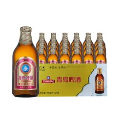 TSINGTAO 青岛啤酒 高端小棕金质296ml*24瓶整箱香醇顺滑新鲜包邮上海松江产行情价多少