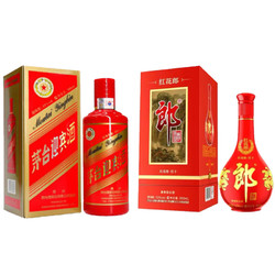 LANGJIU 郎酒 茅台迎宾中国红500ml   红花郎10 500ml 郎酒高度白酒组合批发价多少钱？