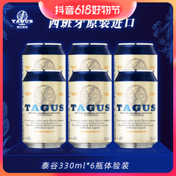 进口泰谷TAGUS黄啤330ml*6罐装精酿啤酒体验装畅饮行情价多少