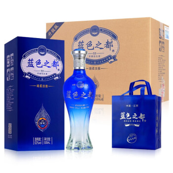 52度蓝色之都洋河镇蓝色之都酒固态发酵浓香型52度500ml*6瓶含礼袋三个拼团价多少钱？