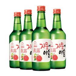 Jinro 真露 韩国原装进口真露青葡萄西柚味烧酒13度360ML*4瓶1酒杯包邮价多少钱？