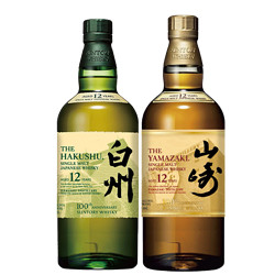 SUNTORY 三得利 山崎 12年 700ML 白州 12年 700ML 单一麦芽日本威士忌电商卖多少钱？